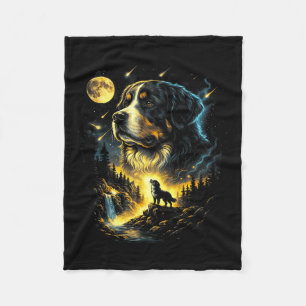 Berner Sennenhund heult zum Mond Fantasy-Hund Fleecedecke