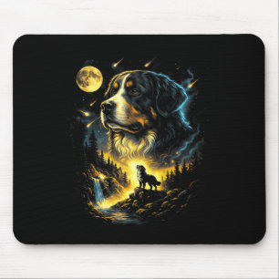 Berner Sennenhund heult zum Mond Fantasy-Hund Mousepad