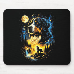 Berner Sennenhund heult zum Mond Vintage 90er Mousepad