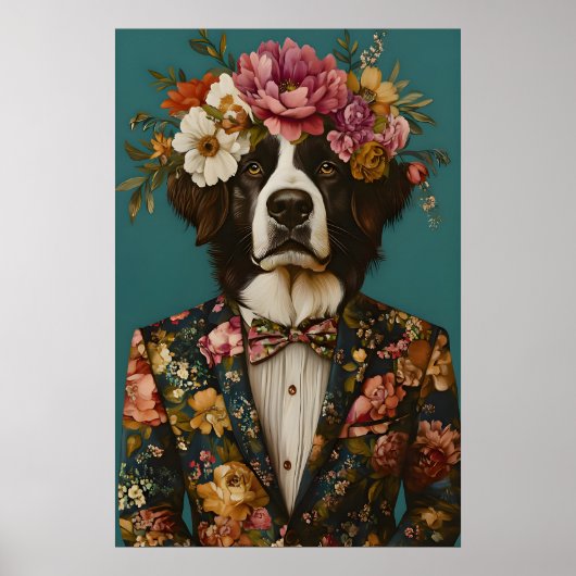 Berner Sennenhund im Anzug Poster, Berner Poster (Vorne)