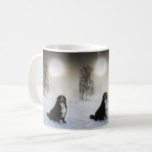 Berner Sennenhund im Schnee Kaffeetasse (Vorderseite Links)