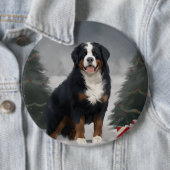 Berner Sennenhund im Schnee Weihnachten Button (Beispiel)