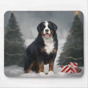 Berner Sennenhund im Schnee Weihnachten Mousepad