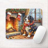 Berner Sennenhund Kamin mit Weihnachtslichtern Mousepad (Mit Mouse)