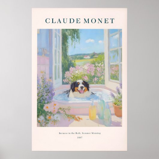 Berner Sennenhund Kunstprint im Monet-Stil mit Blu Poster (Vorne)