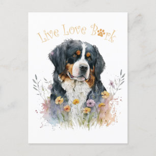 Berner Sennenhund-Mama Floral Postkarte