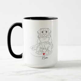 Berner Sennenhund mit Herz-Linienkunst Tasse
