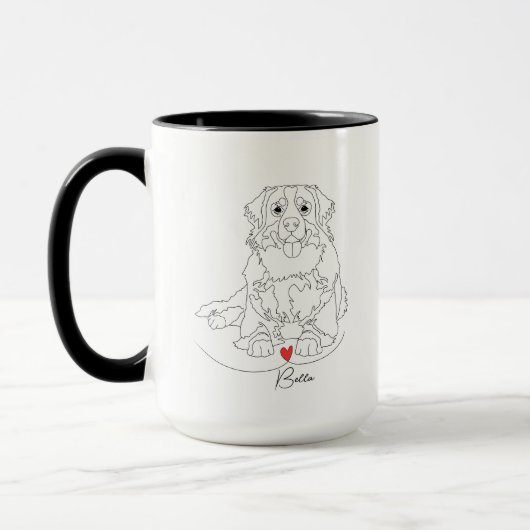 Berner Sennenhund mit Herz-Linienkunst Tasse (Links)
