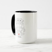 Berner Sennenhund mit Herz-Linienkunst Tasse (Vorderseite Links)