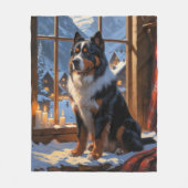 Berner Sennenhund mit Weihnachtsbeleuchtung Feiert Fleecedecke (Vorderseite)