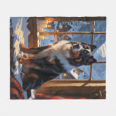 Berner Sennenhund mit Weihnachtsbeleuchtung Feiert Fleecedecke (Vorderseite (Horizontal))