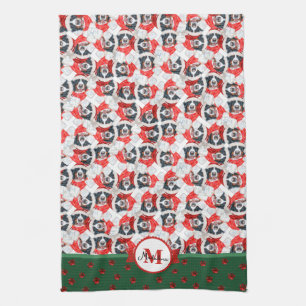 Berner Sennenhund Muster Monogramm Weihnachten Hun Geschirrtuch