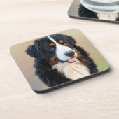 Berner Sennenhund-Porträt Getränkeuntersetzer (Linke Seite)