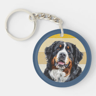 Berner Sennenhund Retro Hintergrund Schlüsselanhänger