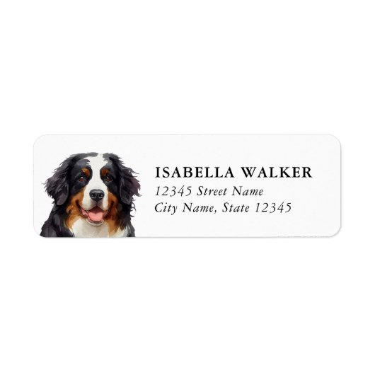 Berner Sennenhund Rücksende-Adresse-Etiketten (Vorne)