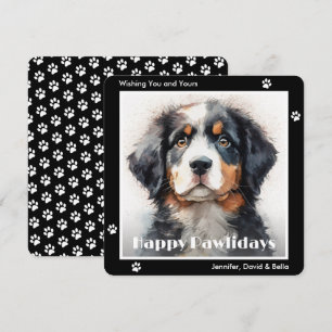 Berner Sennenhund Schwarz Wasserfarben Weihnachten