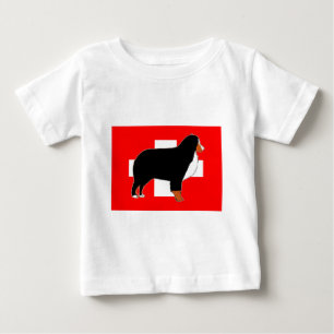 Berner Sennenhund-Silhouette auf Flagge Rost Baby T-shirt
