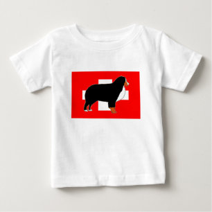 Berner Sennenhund-Silhouette auf Flagge Rost Baby T-shirt