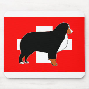 Berner Sennenhund-Silhouette auf Flagge Rost Mousepad