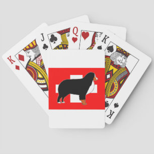 Berner Sennenhund Silhouette auf Flagge Rost Spielkarten