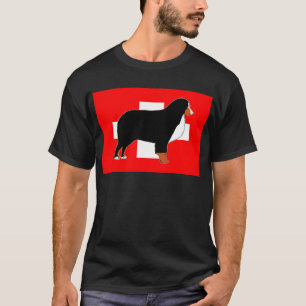 Berner Sennenhund Silhouette auf Flagge Rost T-Shirt