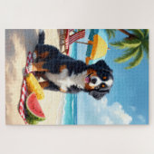 Berner Sennenhund Strandpicknick Szene Puzzle (Horizontal)
