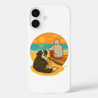Berner Sennenhund Sunset Beach Begleiter iPhone 16 Hülle