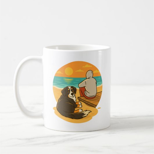 Berner Sennenhund Sunset Beach Begleiter Kaffeetasse (Links)