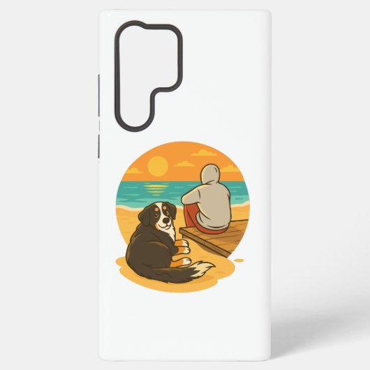 Berner Sennenhund Sunset Beach Begleiter Samsung Galaxy Hülle (Rückseite)