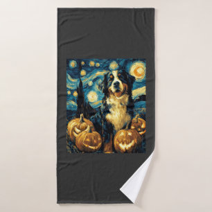 Berner Sennenhund Süßer Hund Halloween Jack O Lant Badehandtuch