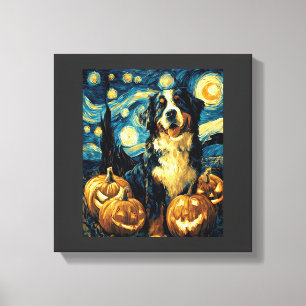 Berner Sennenhund Süßer Hund Halloween Jack O Lant Leinwanddruck