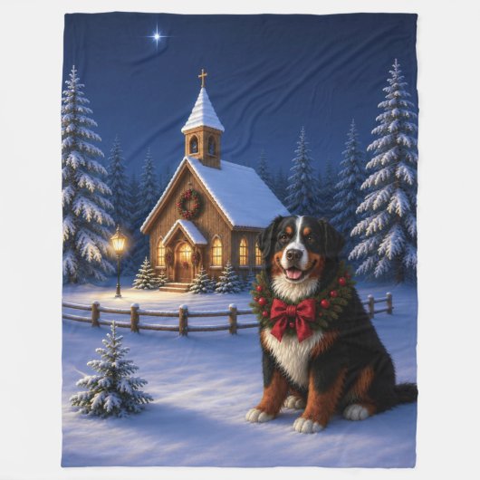 Berner Sennenhund Urlaub Fleecedecke (Vorderseite)