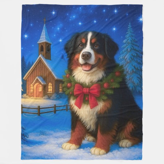Berner Sennenhund Urlaub Fleecedecke (Vorderseite)