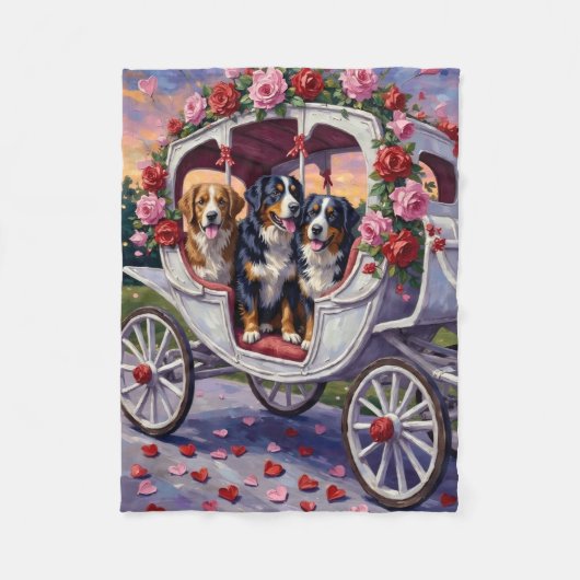 Berner Sennenhund Valentinstag Fleecedecke (Vorderseite)