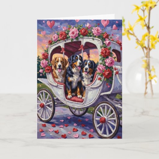 Berner Sennenhund Valentinstag Karte (Gelbe Blume)