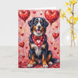 Berner Sennenhund Valentinstag mit Herzen Karte