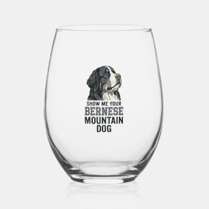 Berner Sennenhund Vintage Gravur Shirt Design Weinglas Ohne Stiel