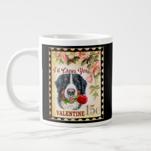 Berner Sennenhund Vintage Valentinstag mit Rose Jumbo-Tasse