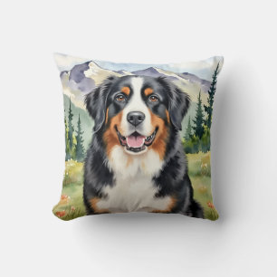 Berner Sennenhund Wasserfarbe Alpen-Kunst Kissen