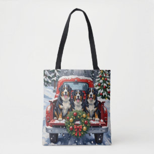 Berner Sennenhund Weihnachten Roter LKW Urlaub Tasche