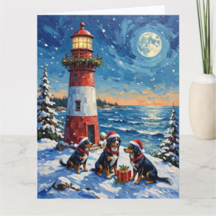 Berner Sennenhund Weihnachts-Leuchtturm Urlaub Karte