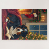 Berner Sennenhund Weihnachtsbettgeschichte Puzzle (Horizontal)