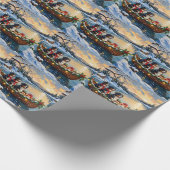 Berner Sennenhund Weihnachtsboot Urlaub Geschenkpapier (Ecke)