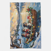 Berner Sennenhund Weihnachtsboot Urlaub Geschirrtuch (Vertikal)