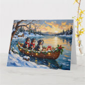 Berner Sennenhund Weihnachtsboot Urlaub Karte (Gelbe Blume)