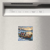Berner Sennenhund Weihnachtsboot Urlaub Magnet (In Situ (Geschirrspüler))