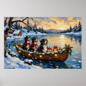 Berner Sennenhund Weihnachtsboot Urlaub Poster (Vorne)