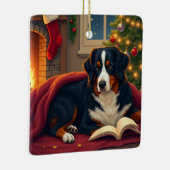 Berner Sennenhund Weihnachtsgeschichte vor dem Sch Keramikornament (Rechts)