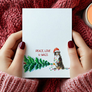 Berner Sennenhund Weihnachtskarte Baum & Lichter Feiertagskarte
