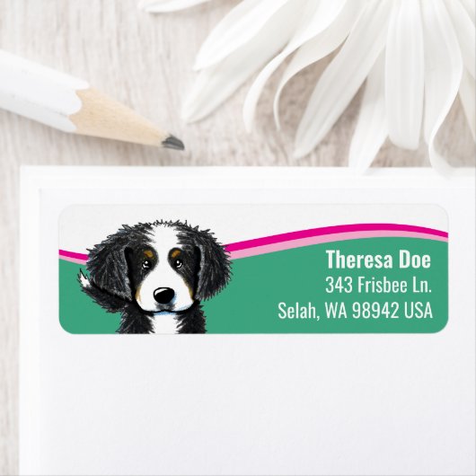 Berner Sennenhund-Wellen-Adressetikett (Insitu)